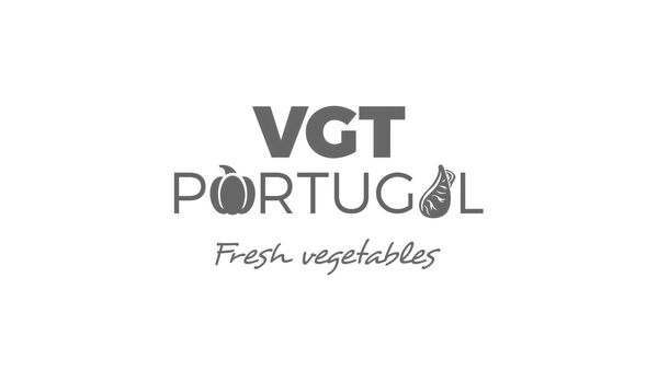 VGT Portugal Logo in grauer Schrift mit einer Paprika als "O" und einem Blatt als "L", darunter der Text "Fresh vegetables"