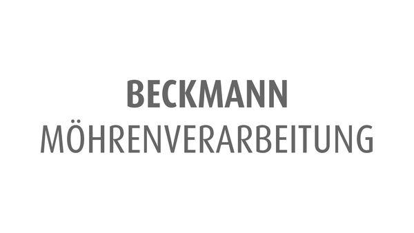 Beckmann Möhrenverarbeitung Logo in grauer Schrift auf weißem Hintergrund