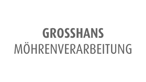 Grosshans Möhrenverarbeitung Logo in grauer Schrift auf weißem Hintergrund