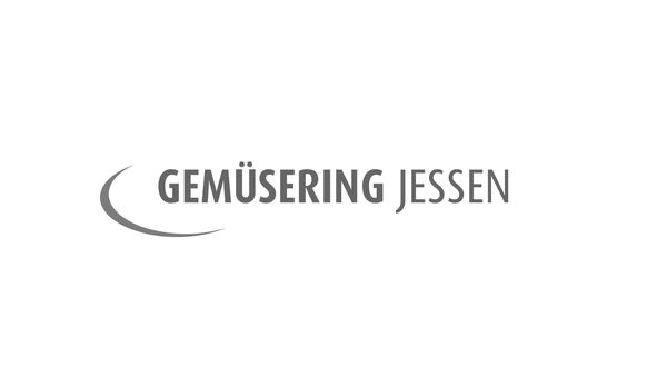 Gemüsering Jessen Logo in grauer Schrift mit einem grauen Halbkreis links vom Text